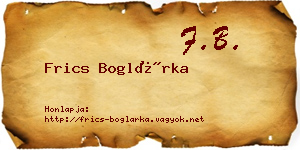 Frics Boglárka névjegykártya